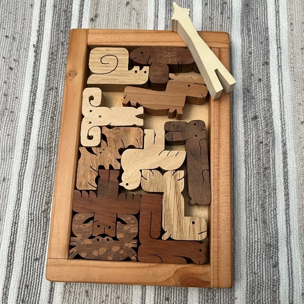 Handcrafted Wooden Puzzle by Clifford Nelson – 12 Pieces (1 Missing)